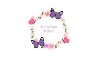 krans sjabloon en vlinder logo in waterverf stijl vector