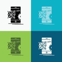 api. sollicitatie. codering. ontwikkeling. mobiel icoon over- divers achtergrond. glyph stijl ontwerp. ontworpen voor web en app. eps 10 vector illustratie