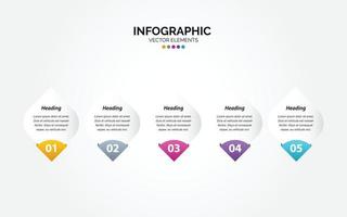 bedrijf horizontaal infographic sjabloon. dun lijn ontwerp met getallen 5 opties of stappen. vector