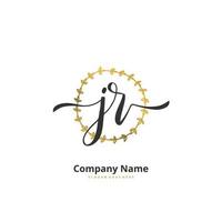 jr eerste handschrift en handtekening logo ontwerp met cirkel. mooi ontwerp handgeschreven logo voor mode, team, bruiloft, luxe logo. vector