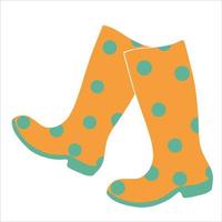 geel rubber laarzen met blauw polka dots Aan een wit achtergrond. vector illustratie. element van herfst kleren.