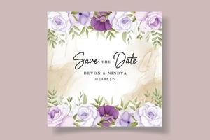 elegant bruiloft uitnodiging kaart met Purper bloem decoratie vector