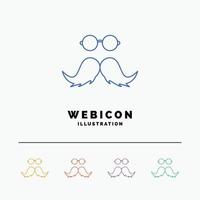 snor. hipster. verhuizer. mannetje. mannen 5 kleur lijn web icoon sjabloon geïsoleerd Aan wit. vector illustratie