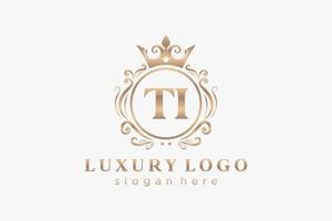 eerste ti brief Koninklijk luxe logo sjabloon in vector kunst voor restaurant, royalty, boetiek, cafe, hotel, heraldisch, sieraden, mode en andere vector illustratie.