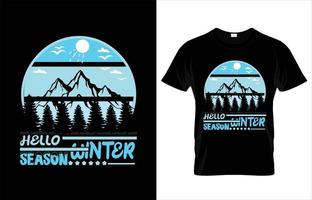 Hallo winter seizoen t-shirt ontwerp. vector