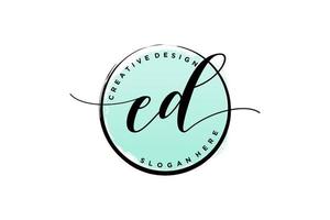 eerste ed handschrift logo met cirkel sjabloon vector handtekening, bruiloft, mode, bloemen en botanisch met creatief sjabloon.