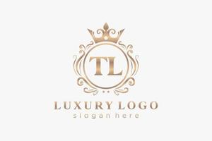 eerste tl brief Koninklijk luxe logo sjabloon in vector kunst voor restaurant, royalty, boetiek, cafe, hotel, heraldisch, sieraden, mode en andere vector illustratie.