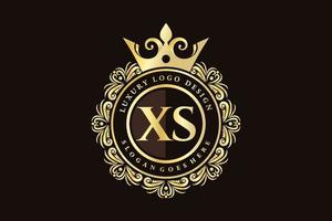 xs eerste brief goud kalligrafische vrouwelijk bloemen hand- getrokken heraldisch monogram antiek wijnoogst stijl luxe logo ontwerp premie vector