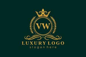 eerste vw brief Koninklijk luxe logo sjabloon in vector kunst voor restaurant, royalty, boetiek, cafe, hotel, heraldisch, sieraden, mode en andere vector illustratie.
