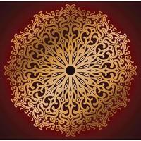 gouden kleur en donker rood achtergrond mandala. vector