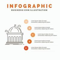 bibliotheek. school. onderwijs. aan het leren. Universiteit infographics sjabloon voor website en presentatie. lijn grijs icoon met oranje infographic stijl vector illustratie