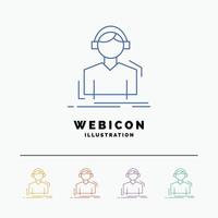 ingenieur. koptelefoon. luister. meloen. muziek- 5 kleur lijn web icoon sjabloon geïsoleerd Aan wit. vector illustratie