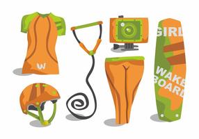 Vrouw Wakeboarding Vector Set