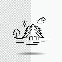 berg. heuvel. landschap. natuur. wolken lijn icoon Aan transparant achtergrond. zwart icoon vector illustratie