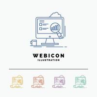 analyses. bord. presentatie. laptop. statistieken 5 kleur lijn web icoon sjabloon geïsoleerd Aan wit. vector illustratie