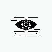 aandacht. oog. focus. op zoek. visie glyph icoon. vector geïsoleerd illustratie