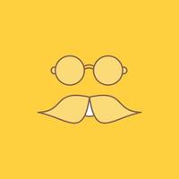 snor. hipster. verhuizer. bril. mannen vlak lijn gevulde icoon. mooi logo knop over- geel achtergrond voor ui en ux. website of mobiel toepassing vector