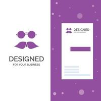 bedrijf logo voor snor. hipster. verhuizer. bril. Heren. verticaal Purper bedrijf .bezoeken kaart sjabloon. creatief achtergrond vector illustratie