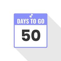 50 dagen links countdown verkoop icoon. 50 dagen links naar Gaan promotionele banier vector