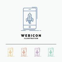 spel. gamen. begin. mobiel. telefoon 5 kleur lijn web icoon sjabloon geïsoleerd Aan wit. vector illustratie