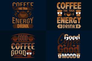 koffie t-shirt ontwerp bundel, reeks van koffie afdrukken klaar t-shirt ontwerpen vector