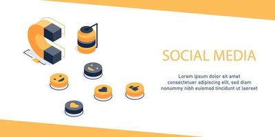 sociaal media concept,volgers volgen sociaal trend,isometrisch,plat ontwerp icoon vector illustratie