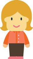 oranje haren vrouw staand Rechtdoor illustratie in minimaal stijl vector