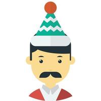 Mens met snor vervelend Kerstmis hoed illustratie in minimaal stijl vector