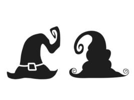 halloween 2022 - oktober 31. een traditioneel vakantie. truc of traktatie. vector illustratie in hand getekend tekening stijl. reeks van silhouetten van een heks s hoed.