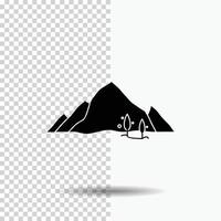 berg. landschap. heuvel. natuur. boom glyph icoon Aan transparant achtergrond. zwart icoon vector