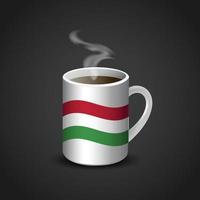 Hongarije vlag gedrukt Aan heet koffie kop vector