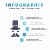 snor. hipster. verhuizer. de kerstman clausule. hoed infographics sjabloon voor website en presentatie. glyph grijs icoon met blauw infographic stijl vector illustratie.