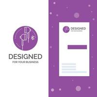 bedrijf logo voor hoofdtelefoon. oor. telefoon. Bluetooth. muziek. verticaal Purper bedrijf .bezoeken kaart sjabloon. creatief achtergrond vector illustratie