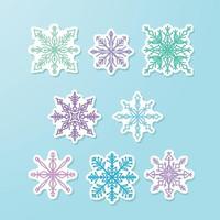 winter sneeuwvlok vorm sticker verzameling vector