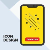 ster. het schieten ster. vallen. ruimte. sterren glyph icoon in mobiel voor downloaden bladzijde. geel achtergrond vector