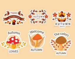 lief tekening herfst paddestoel stickers vector