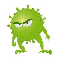 boos virus tekenfilm. groen covid virus karakter. vector voorraad illustratie.