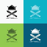 strijd. embleem. viking. strijder. Zwaarden icoon over- divers achtergrond. glyph stijl ontwerp. ontworpen voor web en app. eps 10 vector illustratie