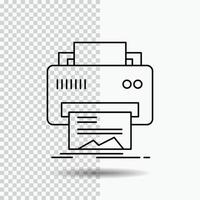 digitaal. printer. afdrukken. hardware. papier lijn icoon Aan transparant achtergrond. zwart icoon vector illustratie
