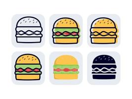 hamburger voedsel icoon vector met verschillend stijl