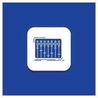 blauw ronde knop voor troosten. dj. mixer. muziek. studio glyph icoon vector
