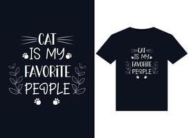 kat is mijn favoriete mensen illustraties voor drukklare t-shirts ontwerp vector