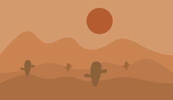 abstract woestijn achtergrond met zon en cactus vector