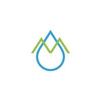 brief m groen berg water laten vallen kleurrijk gekoppeld lijn logo vector