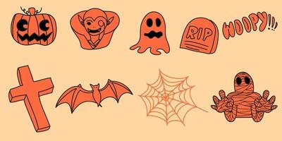 schattig tekenfilm halloween karakter bundel vector