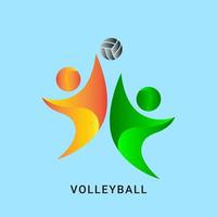 volley bal abstract helling sport- mensen springen vector logo ontwerp element