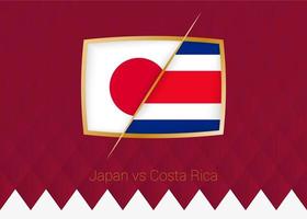 Japan vs costa rica, groep stadium icoon van Amerikaans voetbal wedstrijd Aan bordeaux achtergrond. vector