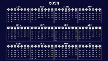 2023 nieuw jaar kalender sjabloon vector