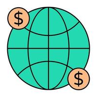 een bewerkbare ontwerp icoon van globaal geld vector