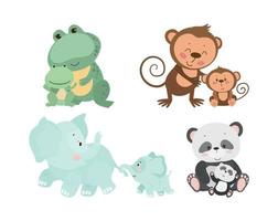 illustraties van dierenmoeders met baby's vector